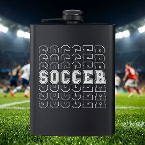 Personalized Sports Soccer Multi Words Black Flask | Soccer | Sports